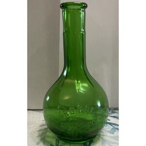 Vintage 1930s Antique Royal Mint Sauce‎ Glass Bottle Emerald Green Art Deco